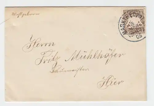 Bayern 1905, EF 3 Pf. auf Orts Brief v. K1 Marktredwitz. #2699