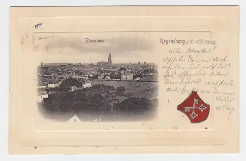 Regensburg, Prägekarte, besondere Machart, gebr.  AK v. 1903. #2418