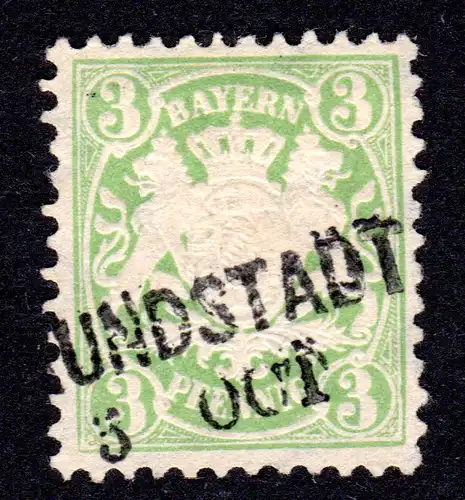 Bayern, L2-Aushilfsstempel BURGKUNDSTADT, Teilabschlag klar auf 3 Pf.