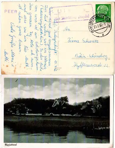 Landpost Stpl. ULSNIS über Süderbarup (Angeln) auf sw-AK m. Gebäuden