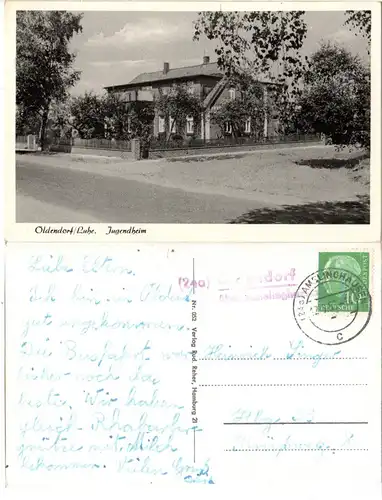 Landpost Stpl. 24a OLDENDOPRF über Amelinghausen auf sw-AK Jugendheim.