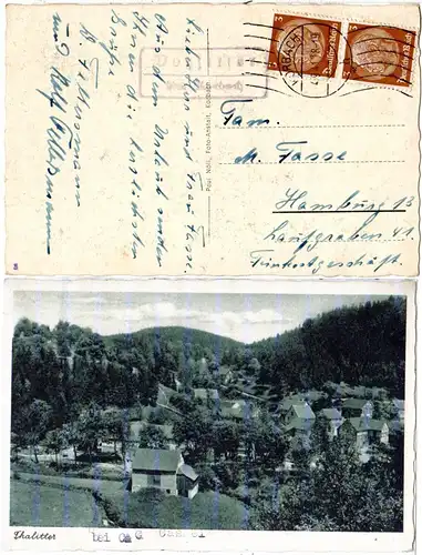 DR 1941, Landpost Stpl. DORFITTER über Korbach auf Thalitter sw-AK m. 2x3 Pf. 