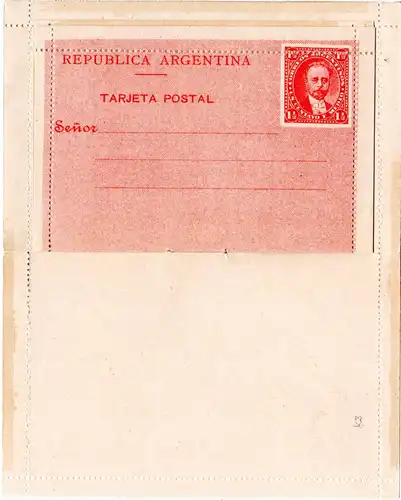 Argentinien, ungebr. 1 1/2+1 1/2 C. Kartenbrief in sauberer Erhaltung. H&G 3