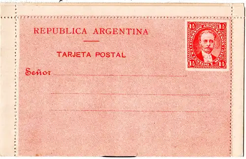 Argentinien, ungebr. 1 1/2+1 1/2 C. Kartenbrief in sauberer Erhaltung. H&G 3