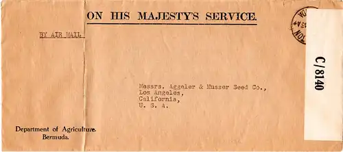 Bermuda 1943, Department of Agriculture, portofreier Brief v. Hamilton n. USA