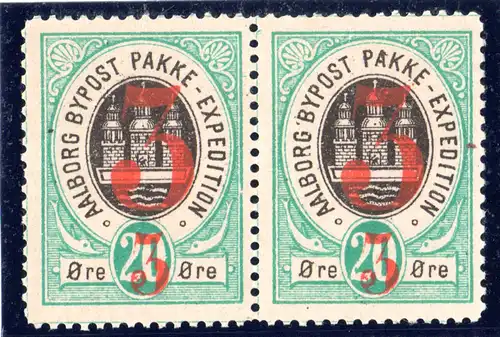 Dänemark Bypost, Aalborg, 3/20 öre, ungebr. Paar