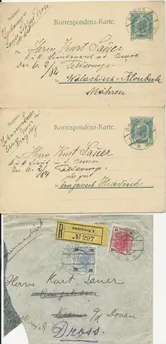 Nieder Österreich, Brief Stpl. DROSS auf 2 Ganzsachen u. Reko-Nachsendung. #2843