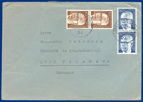BRD 1974, Brief v. Lübeck auf die Faeroer. Destination!  #S480