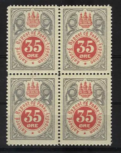Dänemark Bypost, Aalborg, 35 öre, ungebr. Viererblock. #S604