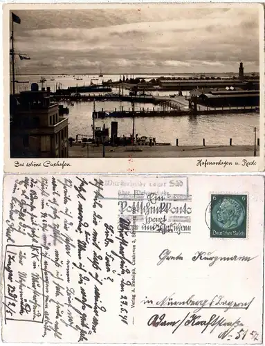 DR 1940, Landpost Stpl. WURSTERHEIDE LAGER SÜD über Wesermünde auf AK m. 6 Pf.