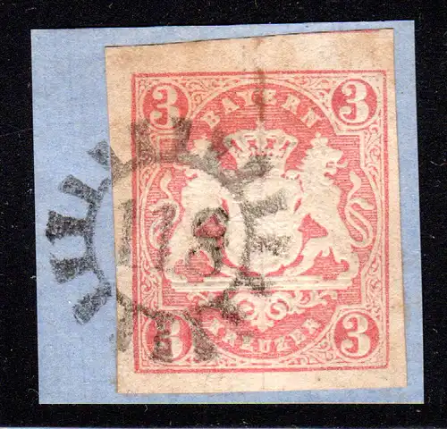 Bayern, MR 118 ESLARN auf Briefstück m. breitrandiger 3 Kr.
