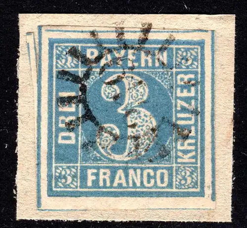 Bayern 2 II5, sehr breitrandige 3 Kr. auf Briefstück m. MR 319 Mitterfels