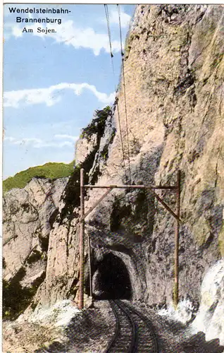 Bayern 1913, Reservestempel BRANNENBURG R auf Wendelsteinbahn Farb-AK