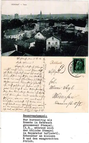 Bayern 1913, Reservestempel MÜHLDORF R  auf sw-AK m. 5 Pf. 