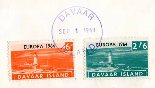 GB 1964 Davaar Island Europa Marken m. Abb. Leuchtturm rs. auf Brief v. Ersttag.