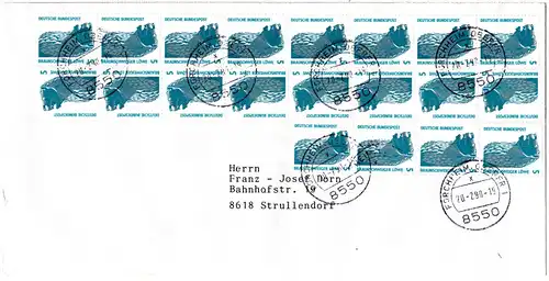 BRD 1990, Massenfrankatur 20x5 Pf. auf Brief v. Forchheim.