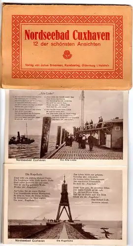 Cuxhaven, Leporello Album kpl.m. 12 AK. Kunstverlag Oldenburg i. Holstein.