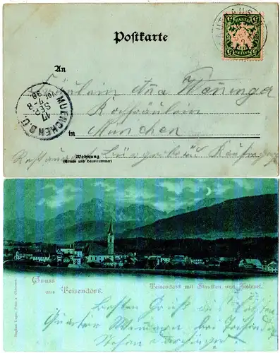 Bayern 1898, K1 MAUTHAUSEN (Helbig 150) auf Gruss aus Teisendorf AK m. 5 Pf.