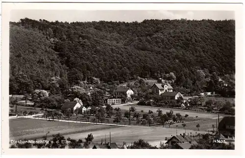 Diesbar-Nieschütz m. Gasthaus zum Ross-Café Grundmann, ungebr. sw-AK