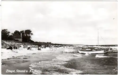 Zingst, Strand u. Kurhaus, ungebr. sw-AK