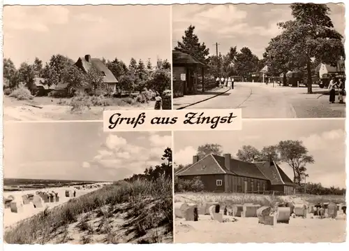 Gruss aus Zingst, Strassenpartie u. Gebäude, ungebr. Mehrbild sw-AK