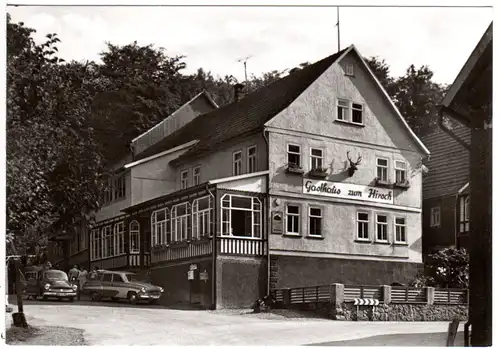 Winterstein, Gasthaus zum Hirsch m. parkenden Oldtimern, ungebr. sw-AK