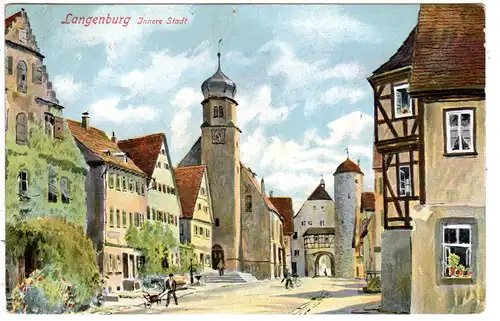 Langenburg Innere Stadt, gebr. Künstler Farb-AK