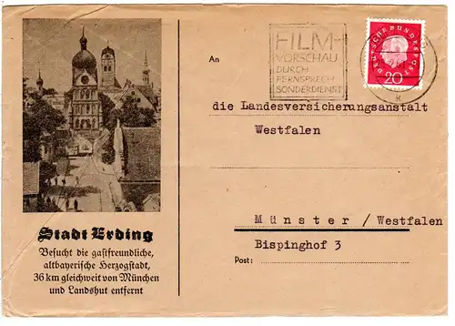BRD 1960, Stadt Erding, Werbe Bilderbrief m. 20 Pf