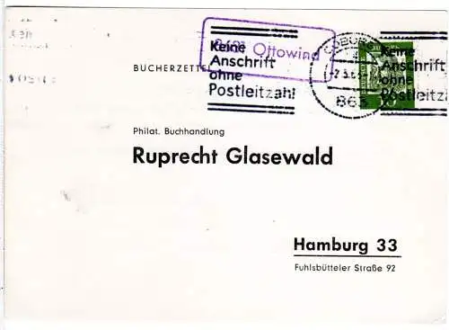 BRD 1963, Landpost Stpl. 8631 OTTOWIND auf Karte m. 10 Pf. 