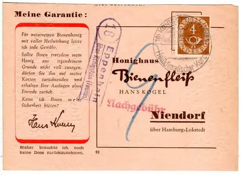 BRD 1952, Landpost Stpl. 16 EPPENHEIM über Königstein auf Karte m 4 Pf. Posthorn