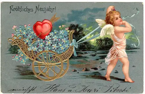 Bayern 1906, Posthilfstelle SCHMÖLZ Taxe Garmisch auf Neujahrs AK m. 5 Pf.