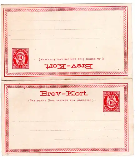 Norwegen P9, sauber ungebr. 10+10 öre Ganzsachenkarte.