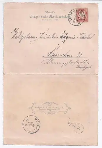Bayern 1900, 10 Pf. auf Wehrt´s Diaphanie Karten Brief v. Lager Lechfeld. #1748