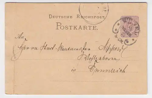 DR 1875, Wesel Hufeisen Stpl. auf angenähter Ganzsache Sendung n. Emmerich #2088