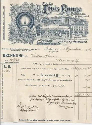 Berlin 1909, illustrierte Firmenrechnung m. Eisenbahn Zug, Trambahn etc. #1514