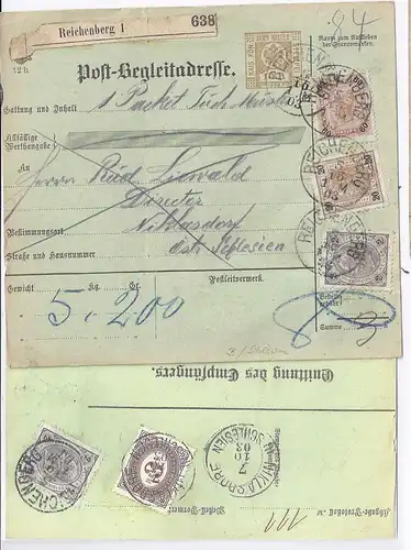 Österreich 1903, Brief Stpl. Reichenberg, Begleitadr. m. Porto Schlesien. #397