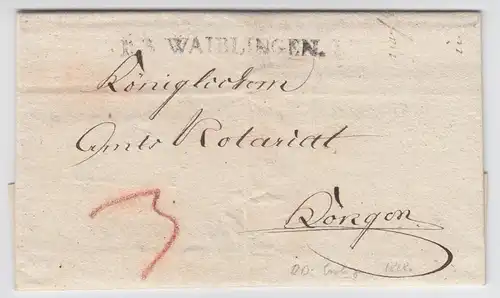 Württemberg 1828, R3 Waiblingen, innen L2 Esslingen, 2x verwendeter Brief. #1993