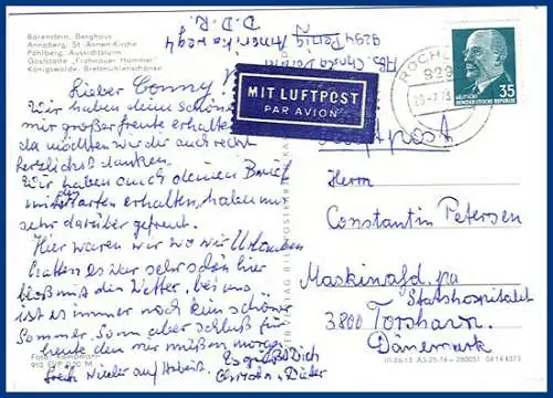 DDR 1973, Luftpostkarte nach Faeroer. Destination! #S5