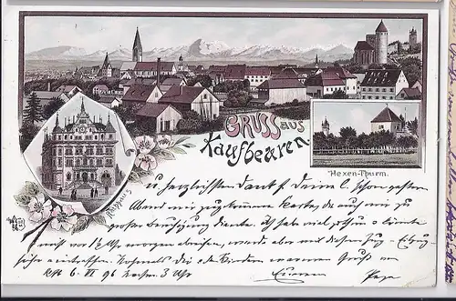 Kaufbeuren 1896, Gruss aus, Farb  Litho AK gebr. m. 5 Pf. #242