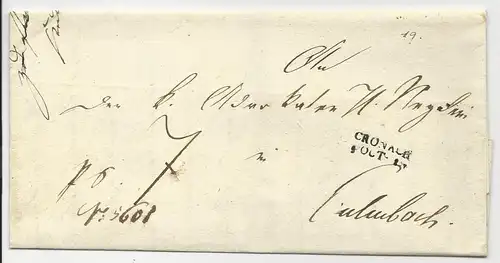 Bayern 1832, L2 Cronach (Kronach) auf kpl. Brief n. Kulmbach. #2253