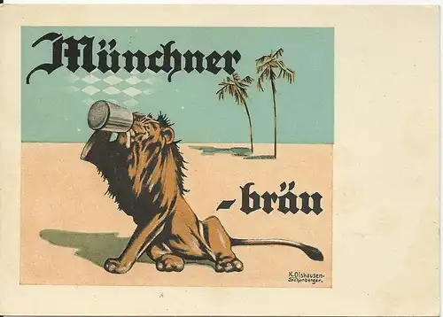 München, ungebr. Bier Brauerei Werbe AK Münchner Löwen Bräu.  #3031