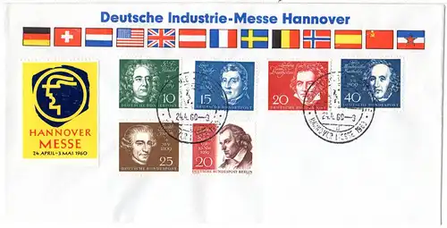 BRD 1960, Sonder Stpl. Hannover Messe auf Brief m. 6 Marken u.a. Beethoven