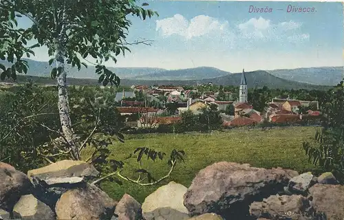 Österreich 1913, Slowenien K1 Divaca auf Farb AK m. 5 H.