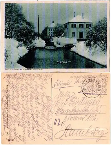 Bayern 1917, Reservestempel SCHLEISSHEIM R auf Feldpost Winter sw-AK 