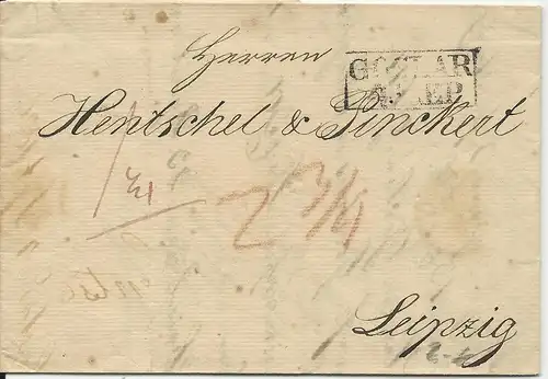 Preussen 1828, R2 GOSLAR auf Porto Brief n. Sachsen