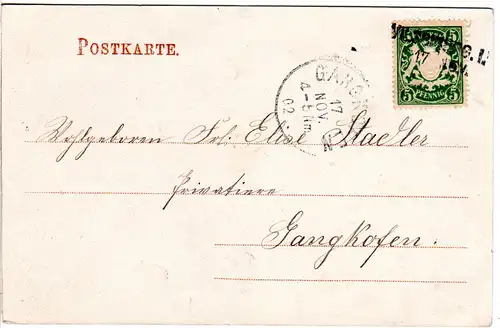 Bayern 1902, L2-Aushilfstpl. VILSBIBURG I. klar auf Karte m. 5 Pf.