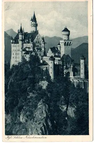 DR 1920, Reservstempel HOHENSCHWANGAU R auf AK m. DR 30 Pf. Abschied. Helbig 100