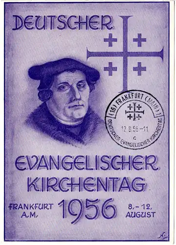 Frankfurt, Evangelischer Kirchentag 1956, Ereigniskarte m. entspr. Sonderstempel