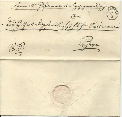 Bayern, Fingerhut Stpl. VILSHOFEN auf  schönem Brief v. Iggensbach n. Passau