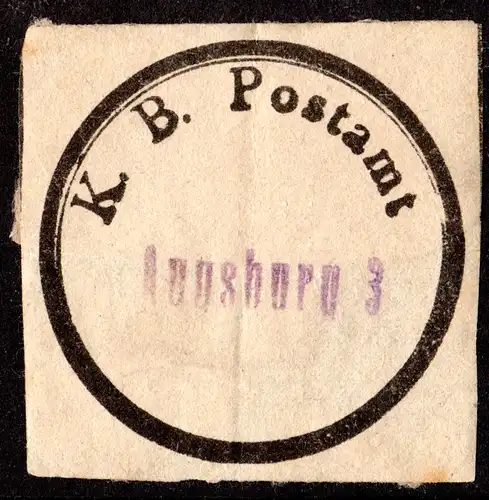 Bayern, Postsiegel K.B. Postamt m. eingestempeltem L1 AUGSBURG 3